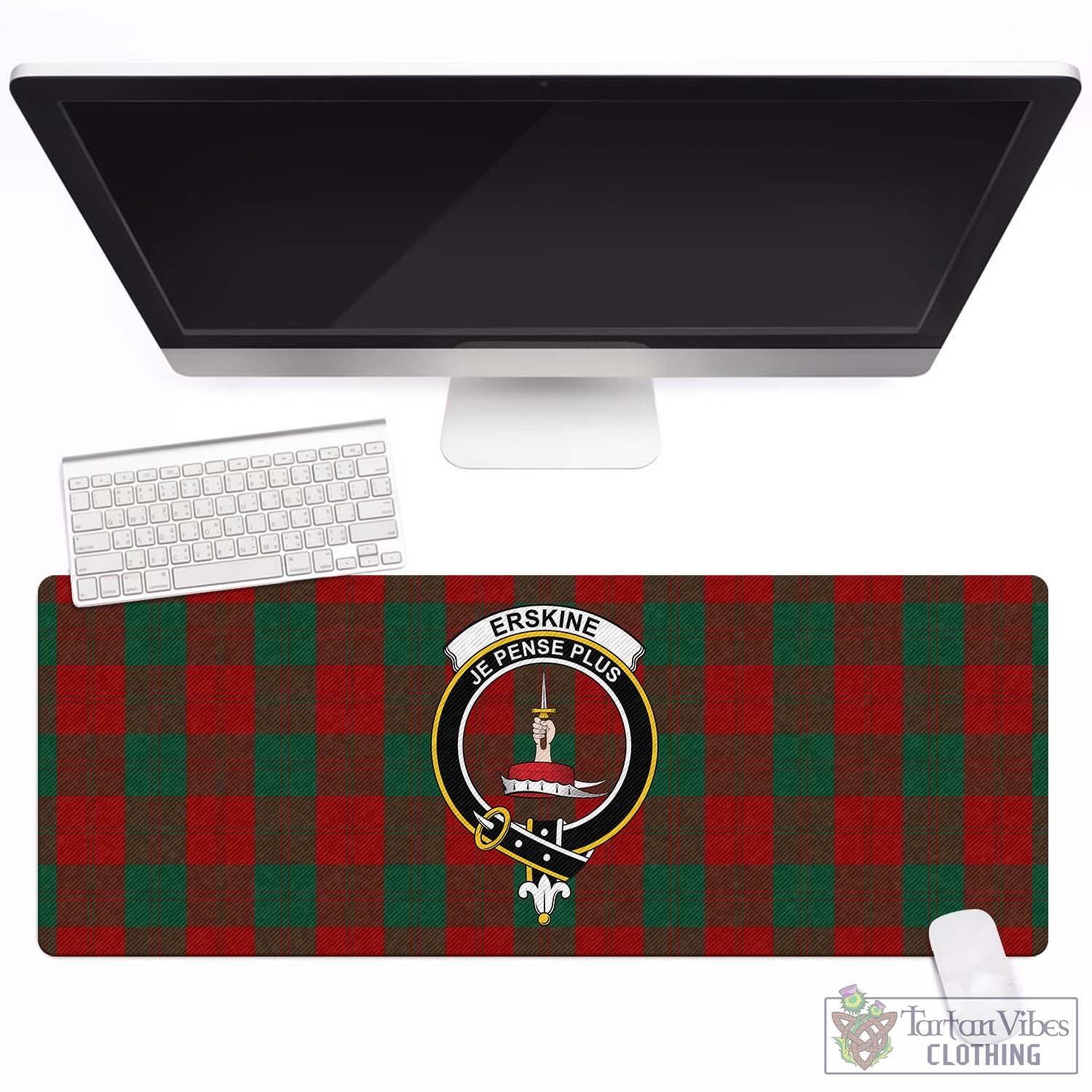 Tartan Vibes Clothing Erskine Tartan Mouse Pad with Family Crest