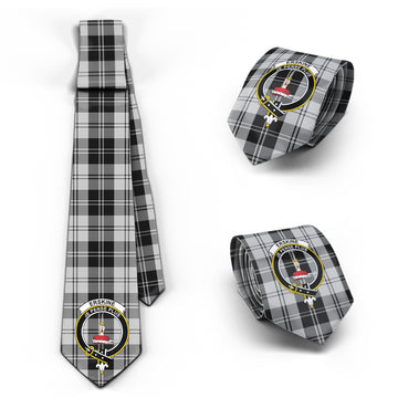 Erskine Black and White Tartan Classic Necktie with Family Crest