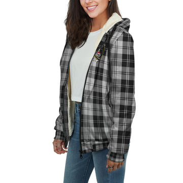 Erskine Black and White Tartan Sherpa Hoodie with Family Crest