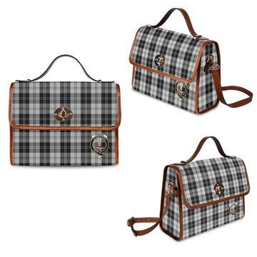 Erskine Black and White Tartan Waterproof Canvas Bag with Family Crest