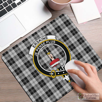 Erskine Black and White Tartan Mouse Pad with Family Crest