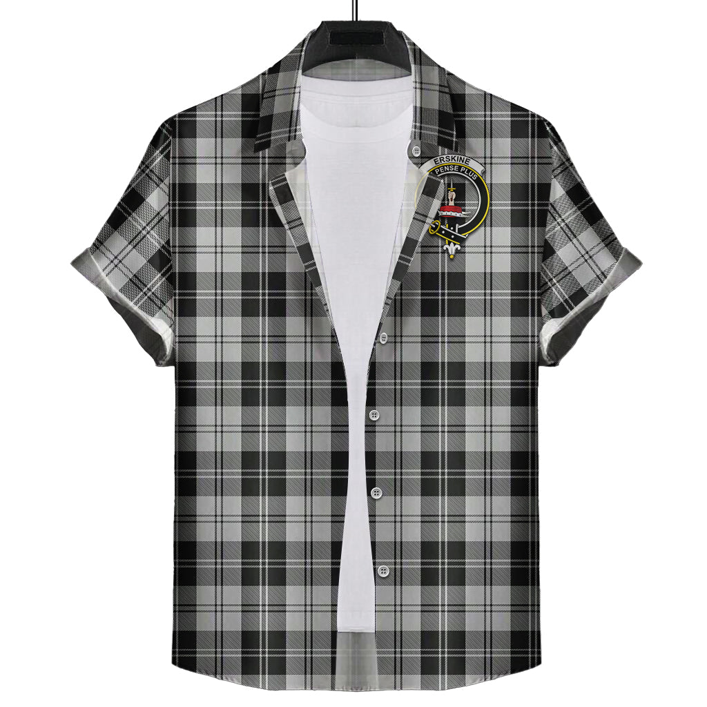 erskine-black-and-white-tartan-short-sleeve-button-down-shirt-with-family-crest