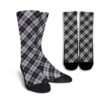 Erskine Black and White Tartan Crew Socks Cross Tartan Style