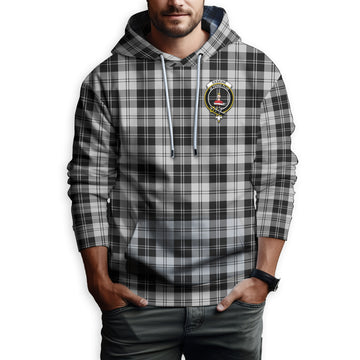 Erskine Black and White Tartan Hoodie with Family Crest