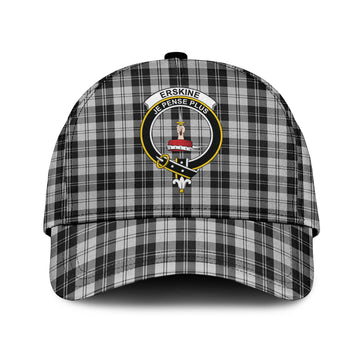 Erskine Black and White Tartan Classic Cap with Family Crest