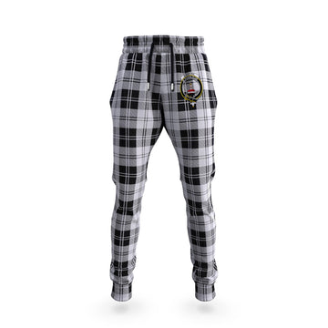 Erskine Black and White Tartan Joggers Pants with Family Crest