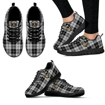 Erskine Black and White Tartan Sneakers with Family Crest