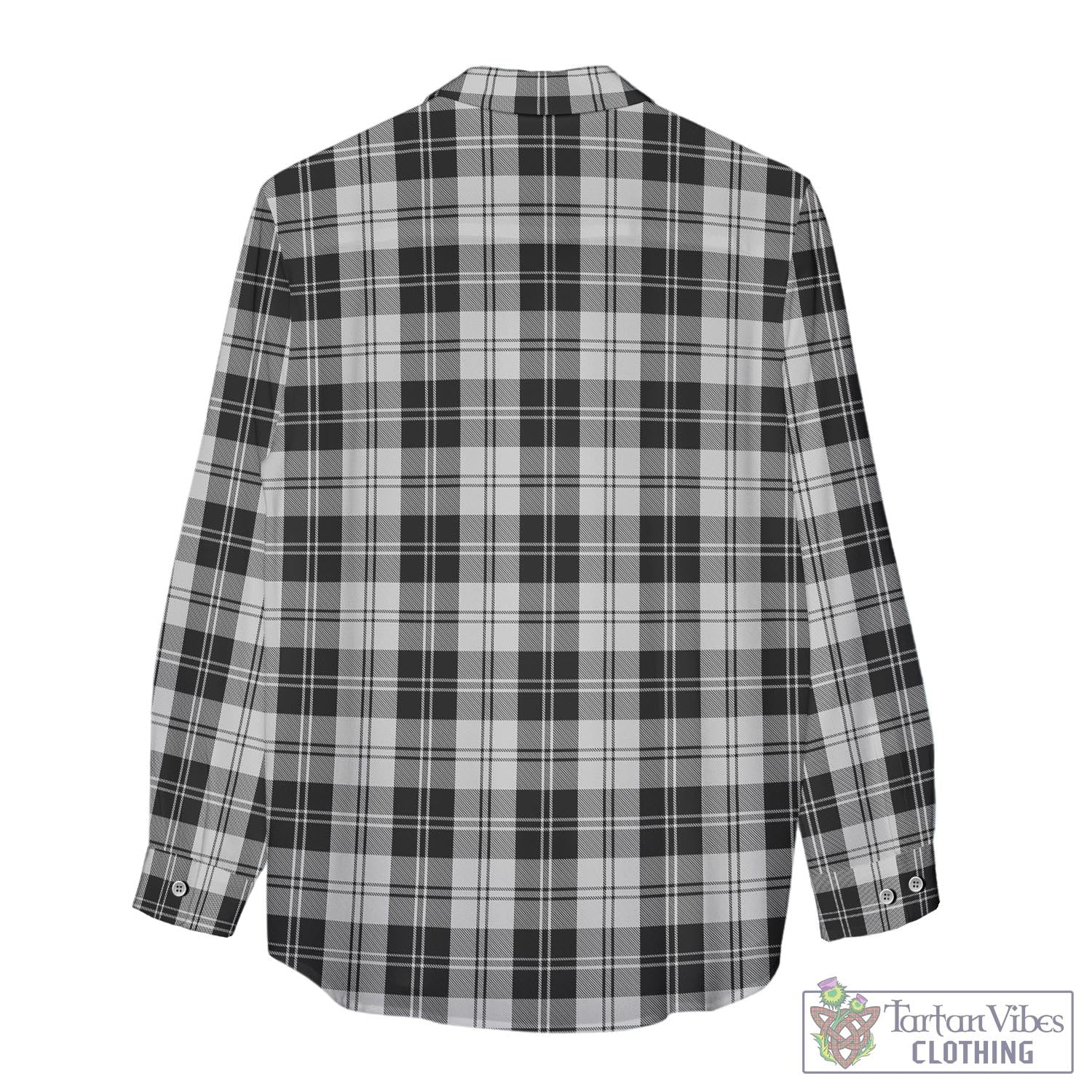Tartan Vibes Clothing Erskine Black and White Tartan Womens Casual Shirt with Family Crest