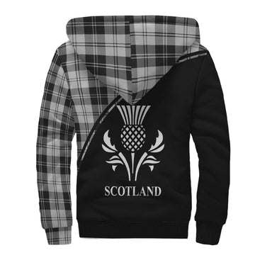 Erskine Black and White Tartan Sherpa Hoodie with Family Crest Curve Style