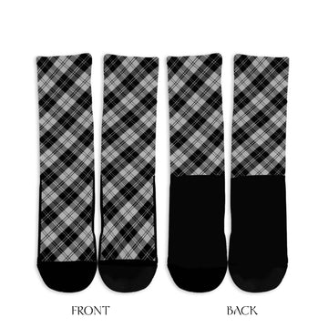 Erskine Black and White Tartan Crew Socks Cross Tartan Style