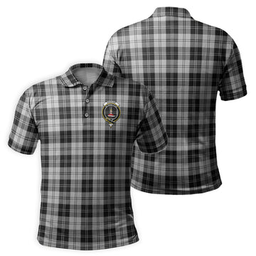 Erskine Black and White Tartan Men's Polo Shirt with Family Crest