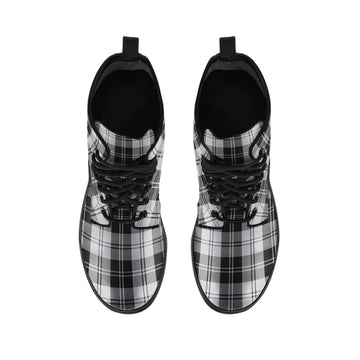 Erskine Black and White Tartan Leather Boots