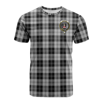 Erskine Black and White Tartan T-Shirt with Family Crest