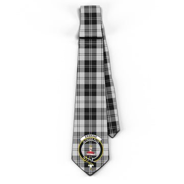 Erskine Black and White Tartan Classic Necktie with Family Crest