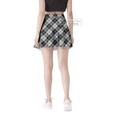 Erskine Black and White Tartan Women's Plated Mini Skirt