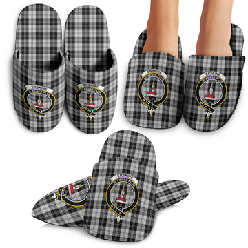 Erskine Black and White Tartan Home Slippers with Family Crest