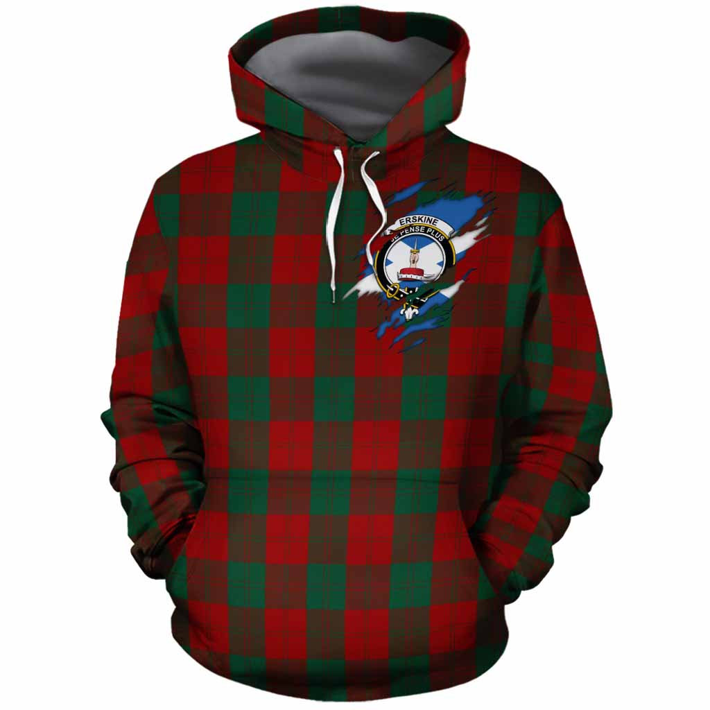 Erskine Clan Crest In Me Tartan Cotton Hoodie Scotland Flag Style