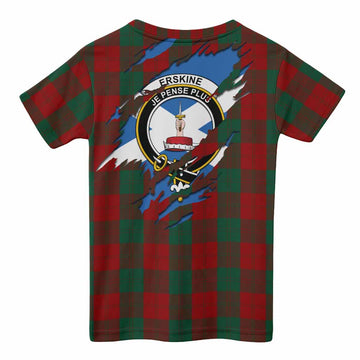 Erskine Clan Crest In Me Tartan Kid T-shirt Scotland Flag Style