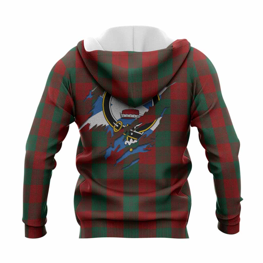 Erskine Clan Crest In Me Tartan Knitted Hoodie Scotland Flag Style