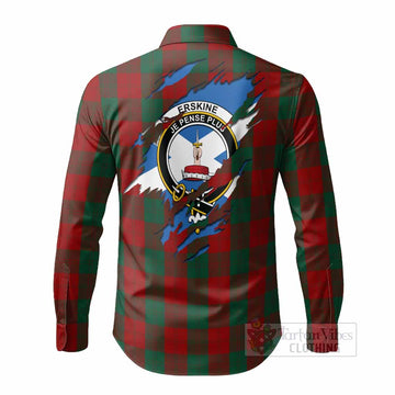 Erskine Clan Crest In Me Tartan Long Sleeve Button Shirts Scotland Flag Style