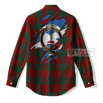 Erskine Clan Crest In Me Tartan Women Casual Shirt Scotland Flag Style