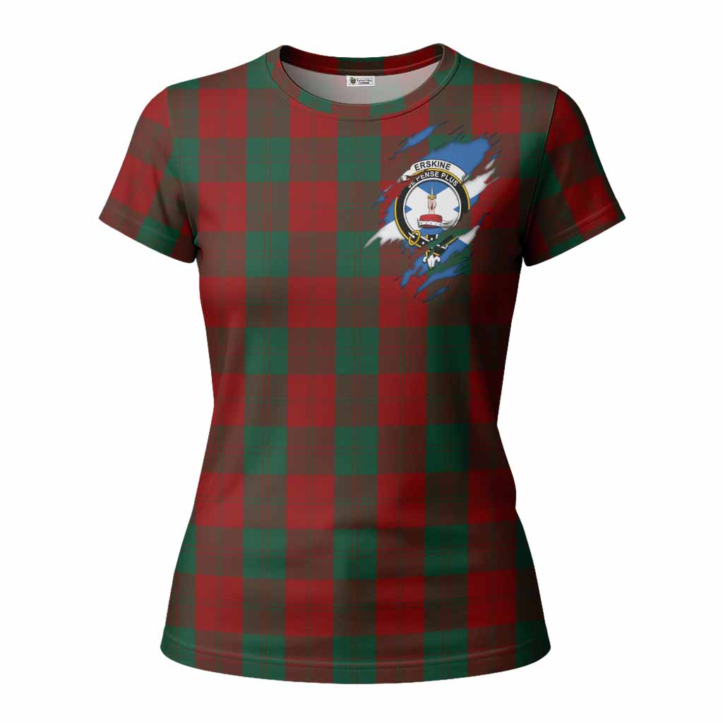 Erskine Clan Crest In Me Tartan Women T shirt Scotland Flag Style