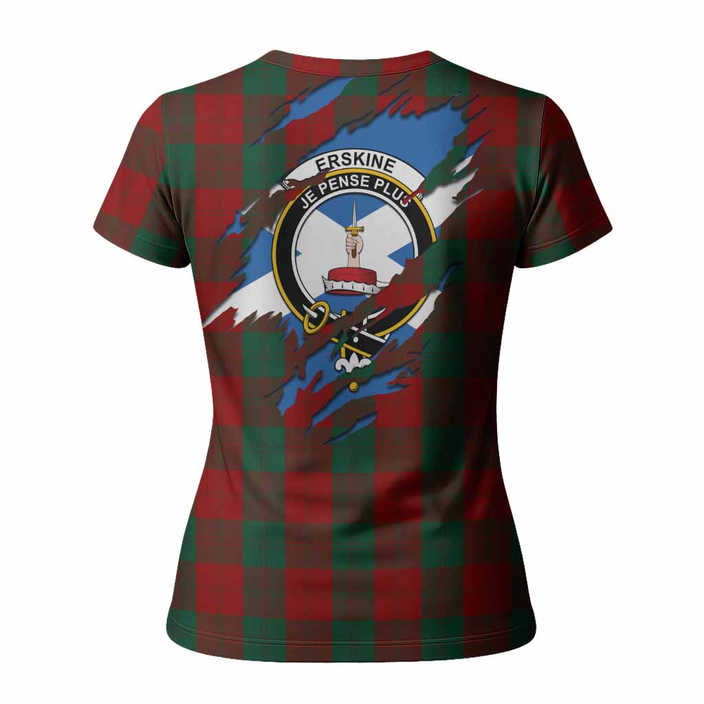 Erskine Clan Crest In Me Tartan Women T shirt Scotland Flag Style
