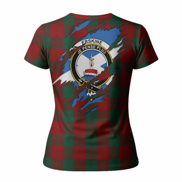 Erskine Clan Crest In Me Tartan Women T shirt Scotland Flag Style