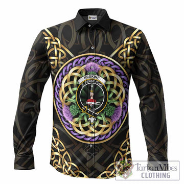 Erskine Clan Crest Long Sleeve Button Shirts Celtic Scottish Thistle