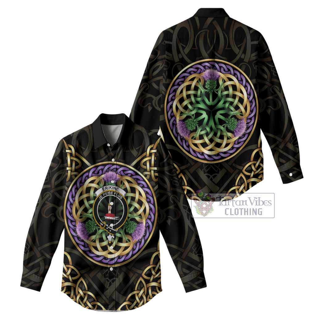 Erskine Clan Crest Women Casual Shirt Celtic Scottish Thistle