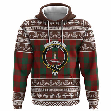 Erskine Clan Tartan Christmas Hoodie with Family Crest