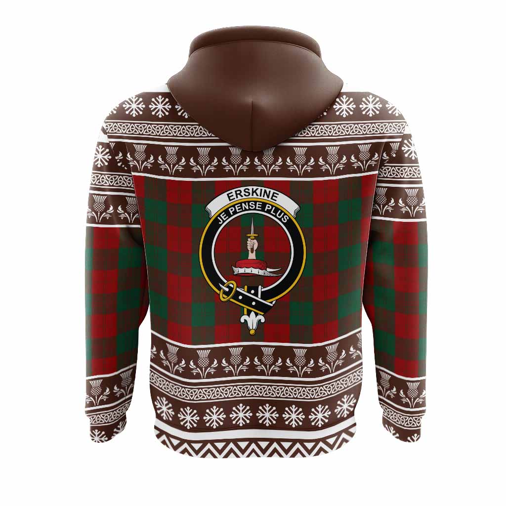Erskine Clan Tartan Christmas Hoodie with Family Crest - Tartan Vibes Clothing