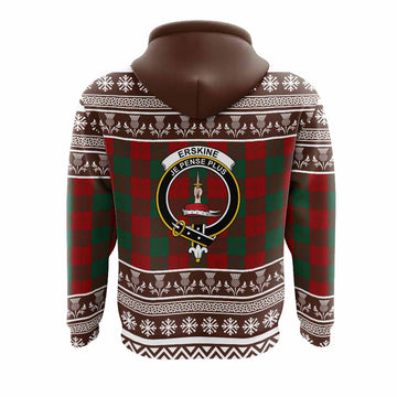 Erskine Clan Tartan Christmas Hoodie with Family Crest