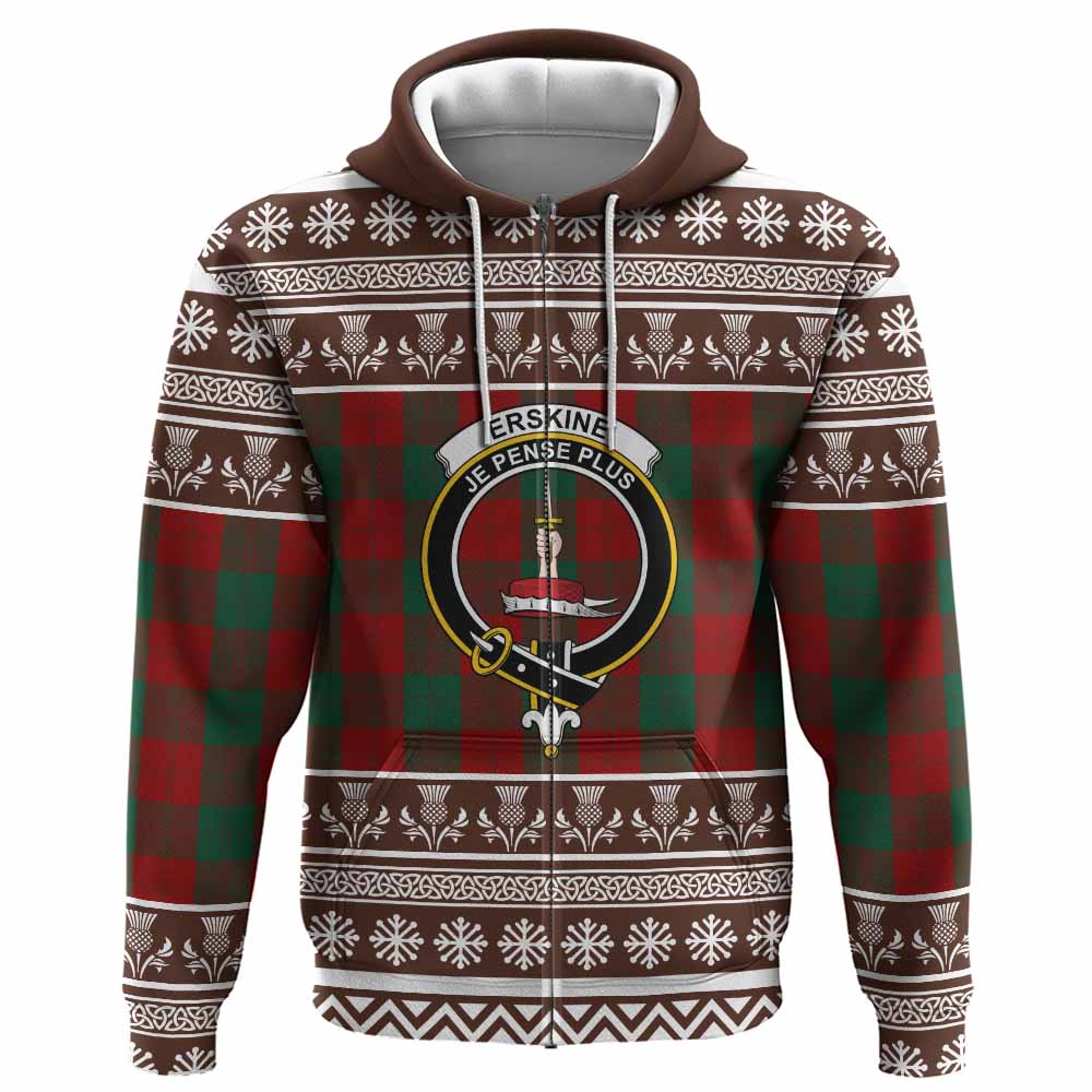 Erskine Clan Tartan Christmas Hoodie with Family Crest - Tartan Vibes Clothing