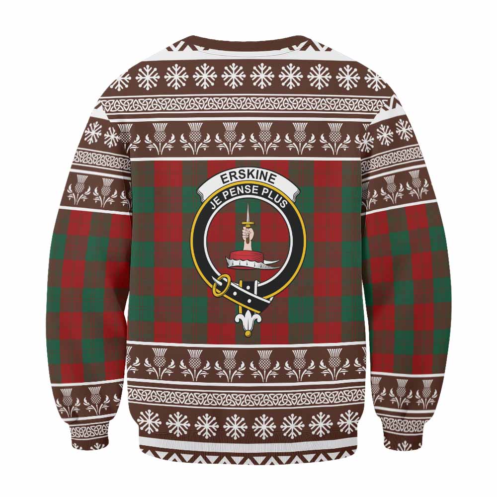 Erskine Clan Tartan Christmas Sweatshirt with Family Crest - Tartan Vibes Clothing