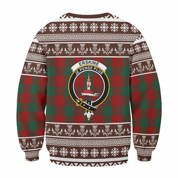 Erskine Clan Tartan Christmas Sweatshirt with Family Crest