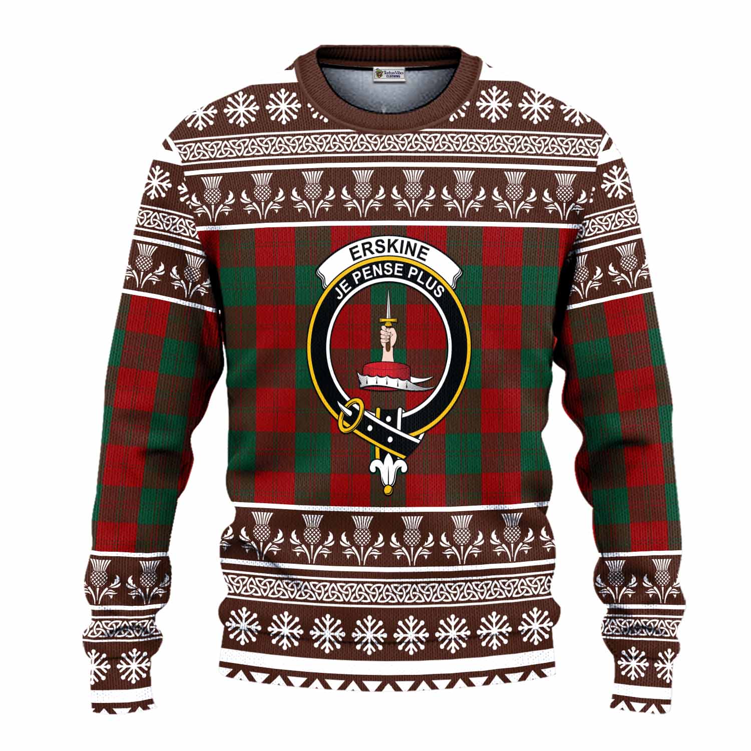 Erskine Clan Tartan Christmas Ugly Sweater with Family Crest - Tartan Vibes Clothing