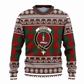 Erskine Clan Tartan Christmas Ugly Sweater with Family Crest