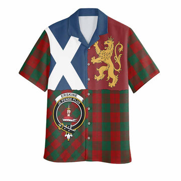Erskine Crest Tartan Hawaiian Shirt with Lion Rampant Saltire Style