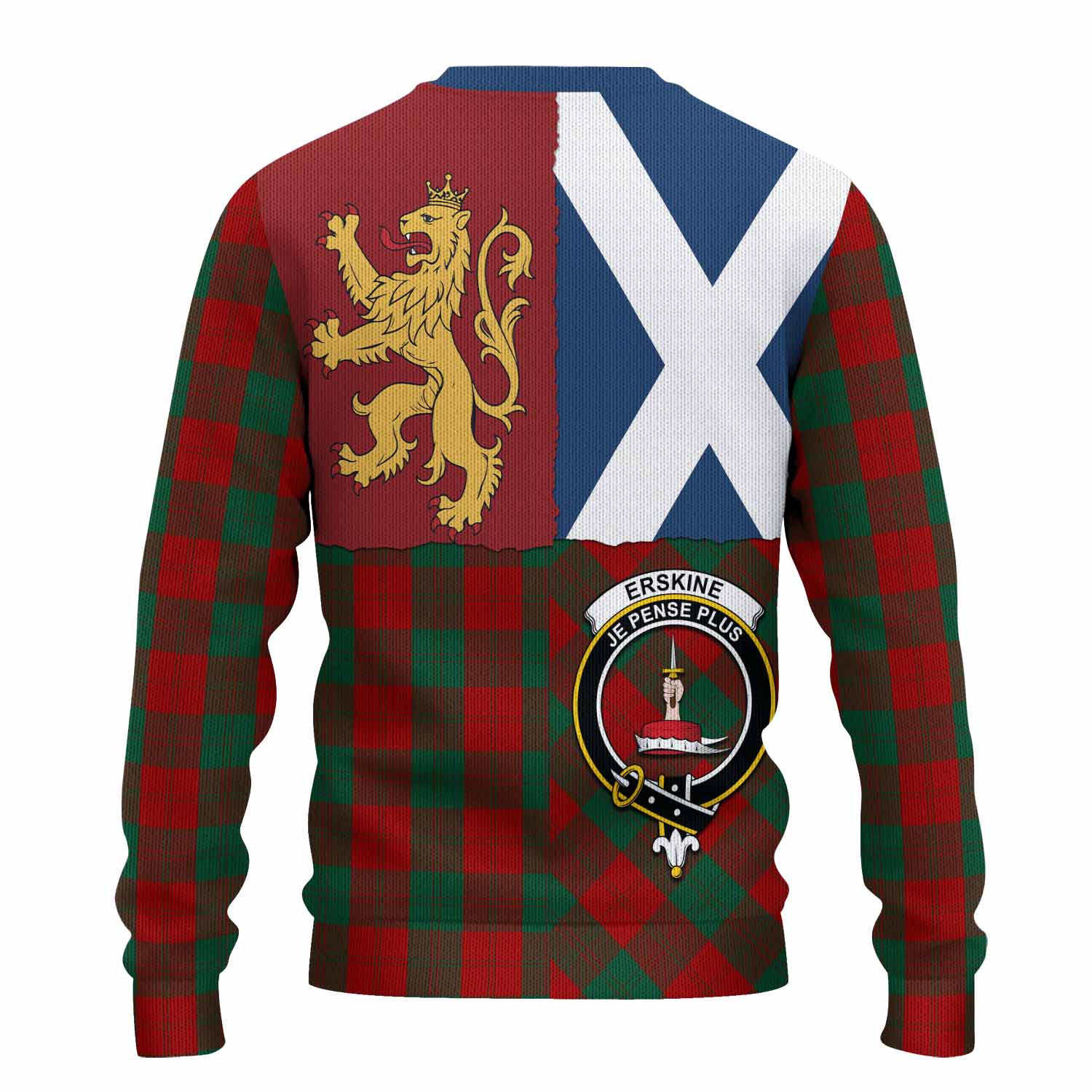 Erskine Crest Tartan Knitted Sweater with Lion Rampant Saltire Style