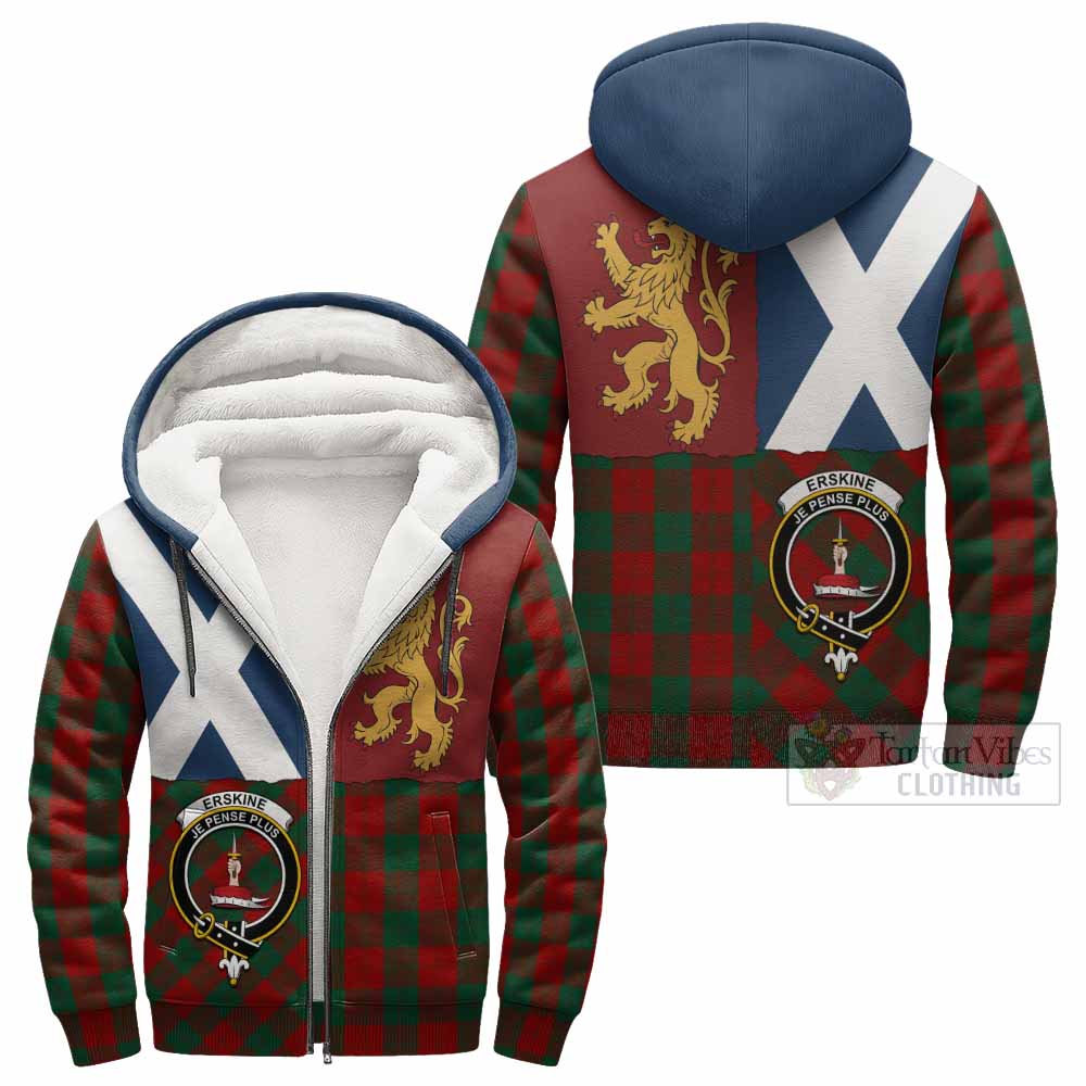 Erskine Crest Tartan Sherpa Hoodie with Lion Rampant Saltire Style