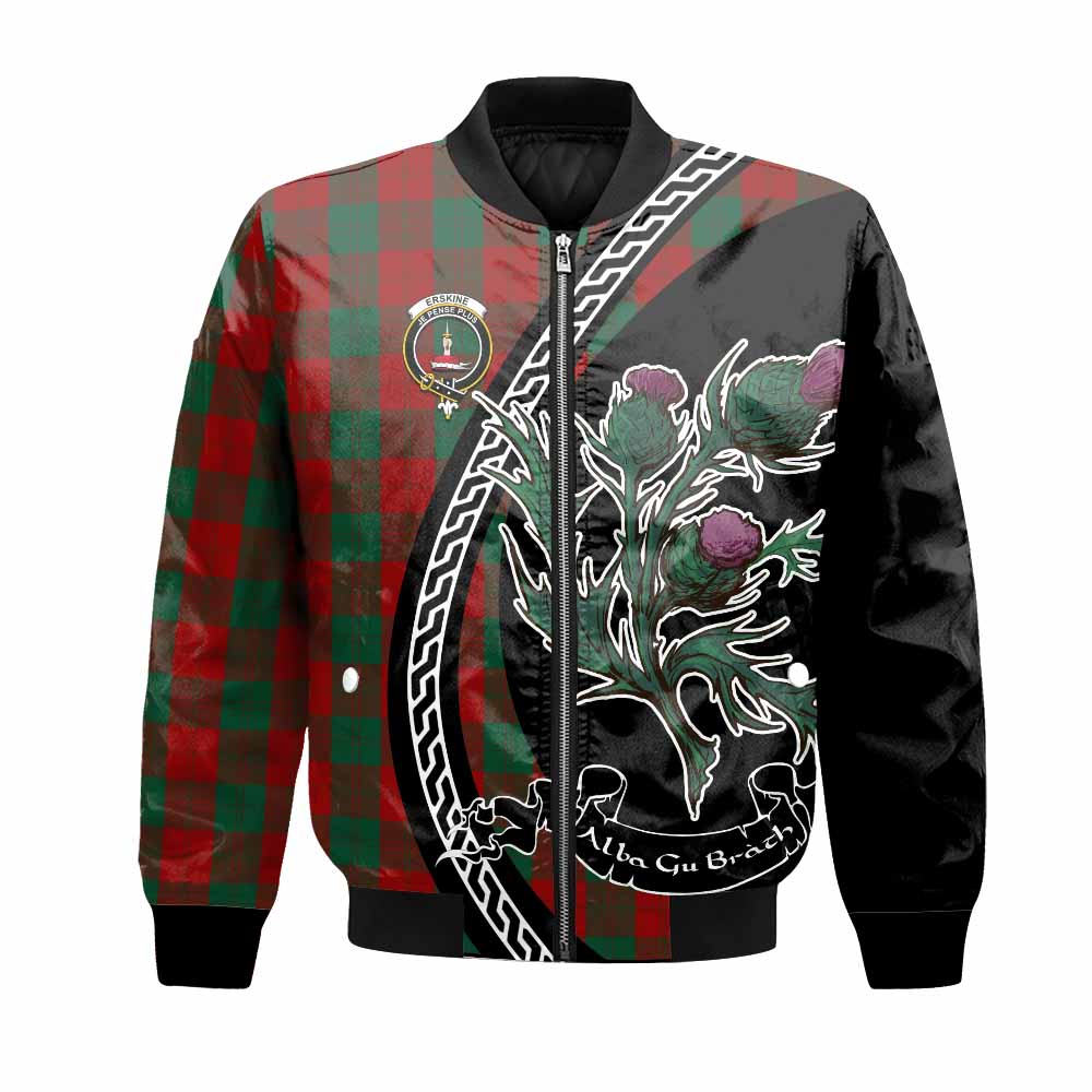 Erskine Family Crest Tartan Bomber Jacket Alba Thistle Inspired - Tartan Vibes Clothing
