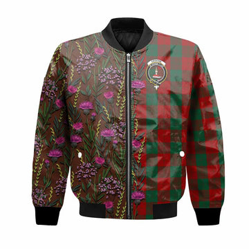 Erskine Family Crest Tartan Bomber Jacket Scottish Thistle Flower Pattern Half Style - Tartan Vibes Clothing