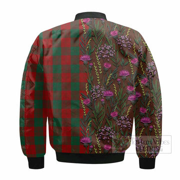 Erskine Family Crest Tartan Bomber Jacket Scottish Thistle Flower Pattern Half Style - Tartan Vibes Clothing