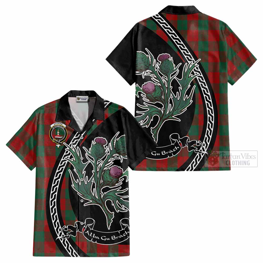 Erskine Family Crest Tartan Cotton Hawaiian Shirt Alba Thistle Inspired - Tartan Vibes Clothing