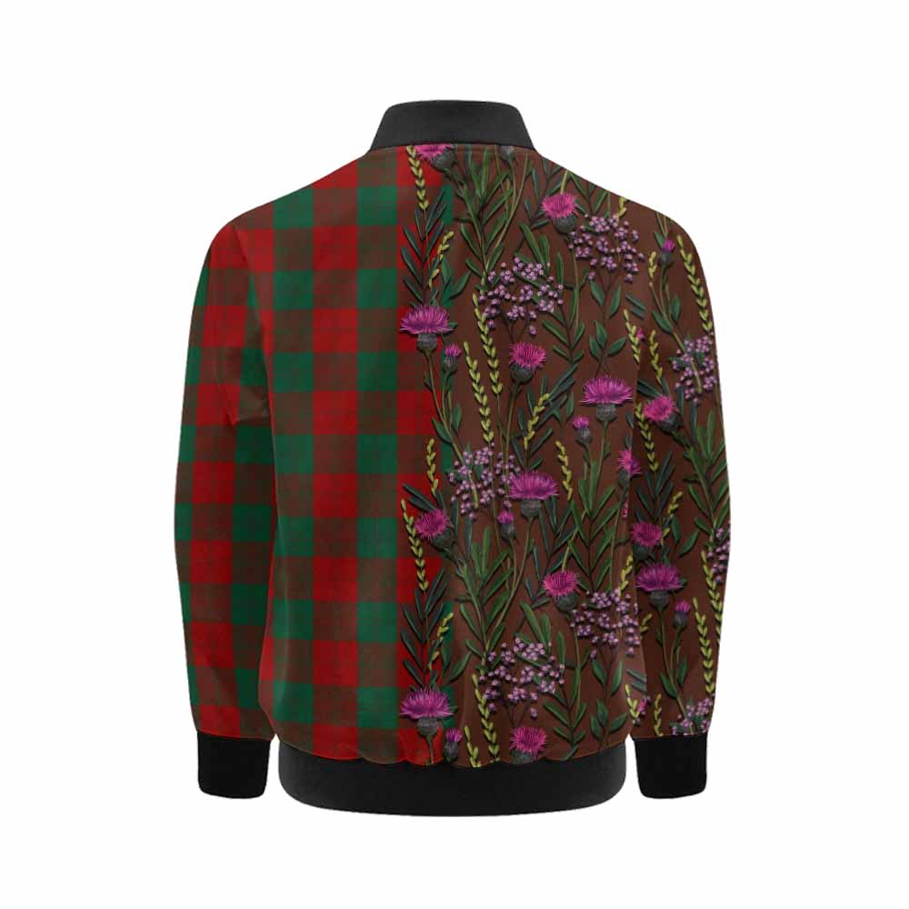 Erskine Family Crest Tartan Kid Bomber Jacket Scottish Thistle Flower Pattern Half Style - Tartan Vibes Clothing