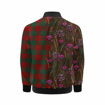 Erskine Family Crest Tartan Kid Bomber Jacket Scottish Thistle Flower Pattern Half Style - Tartan Vibes Clothing