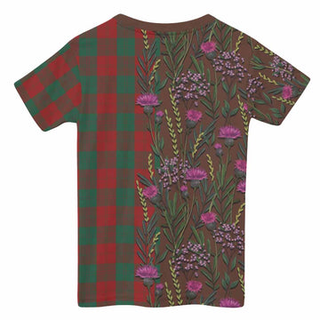 Erskine Family Crest Tartan Kid T-shirt Scottish Thistle Flower Pattern Half Style - Tartan Vibes Clothing