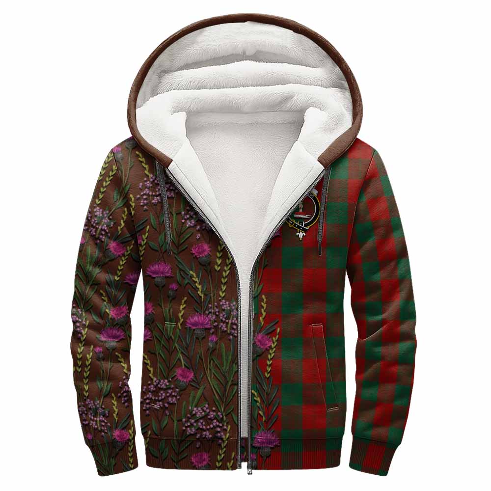 Erskine Family Crest Tartan Sherpa Hoodie Scottish Thistle Flower Pattern Half Style - Tartan Vibes Clothing