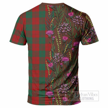 Erskine Family Crest Tartan T-Shirt Scottish Thistle Flower Pattern Half Style - Tartan Vibes Clothing